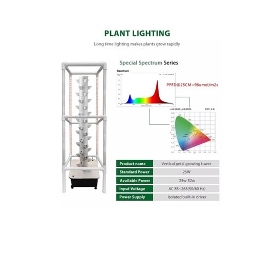 Hydroculture Vertical Tower 45-Hole LED